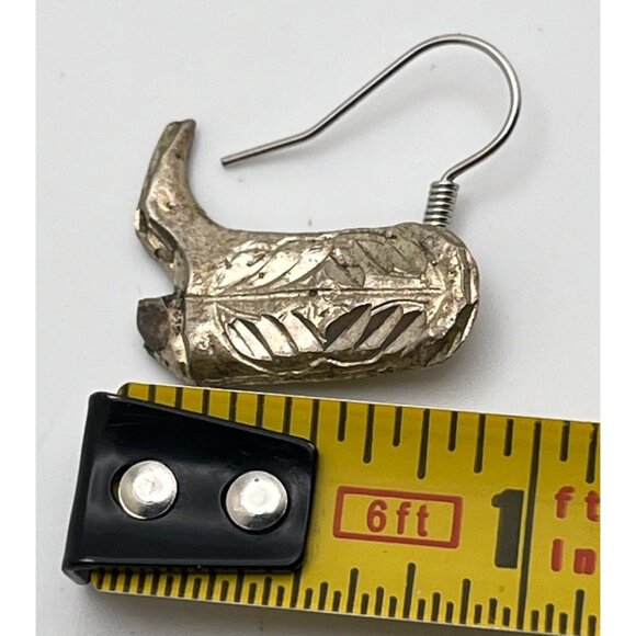 Vintage Cowboy Boot Earrings Silver Tone Western Rodeo Cowgirl - Picture 3 of 6
